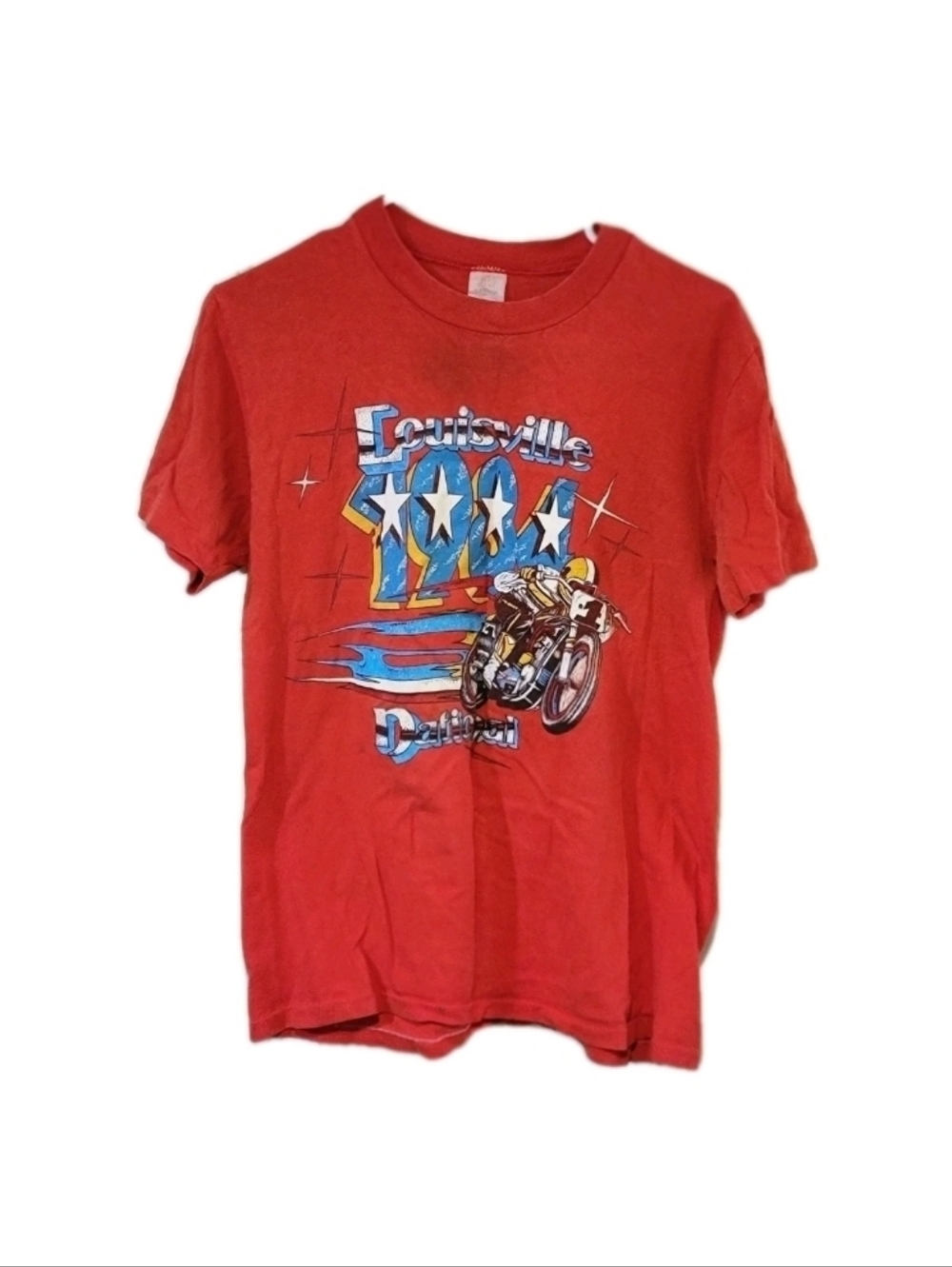 Vintage 1984 80s Louisville National Motocross Motorcycle Tee Shirt Medium Red